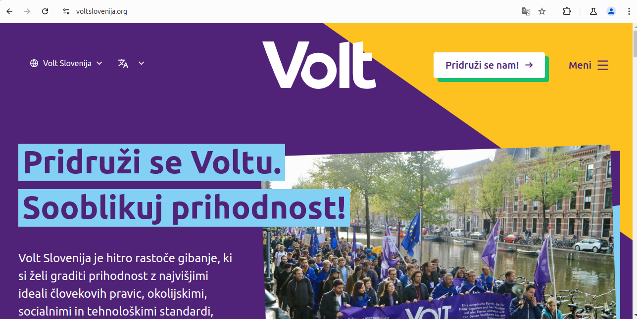 Spletna stran Volt Slovenije